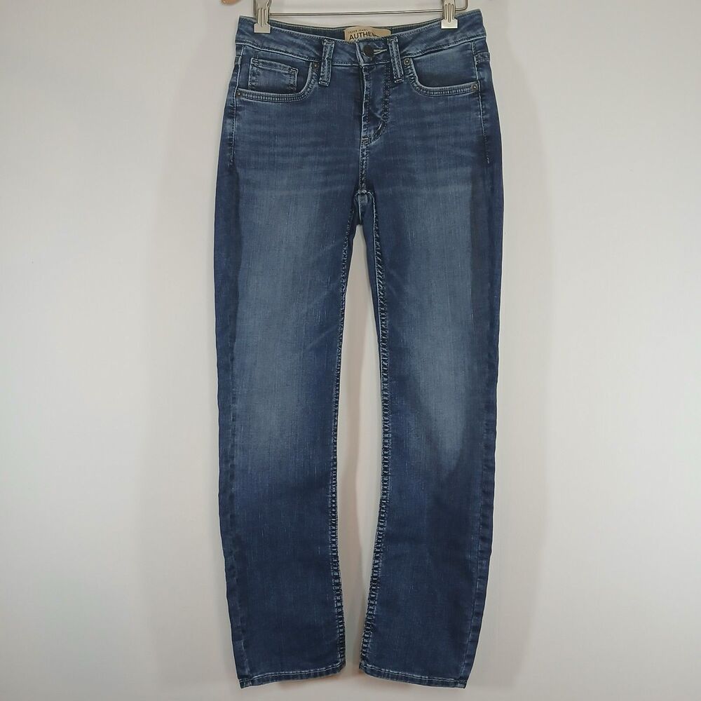 Silver Jeans Curvy Fit Slim Straight 4 Mid Rise Stretch Blue Denim